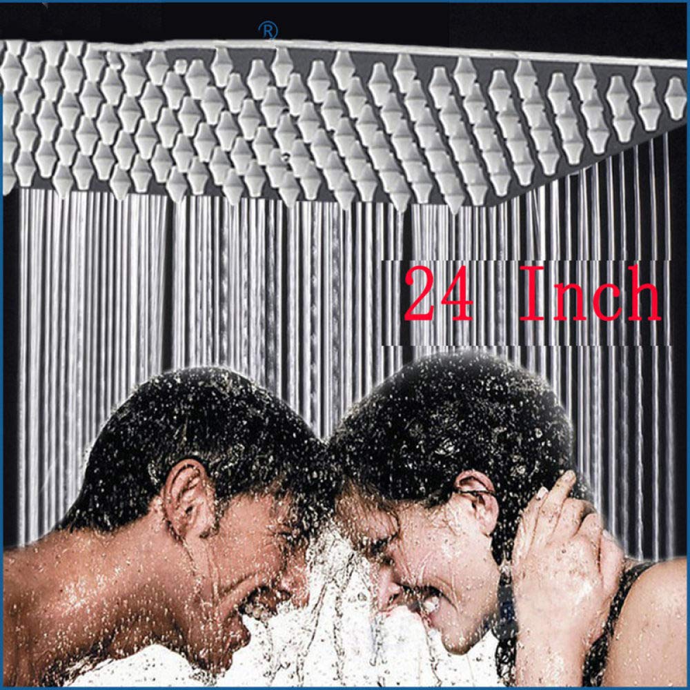 24 pulgadas, cromo, lluvia, sobre la cabeza, baño de lavado, montado en la pared, estilo cuadrado, latón, cascada, ducha, rociador superior, cabezal de ducha, como se muestra