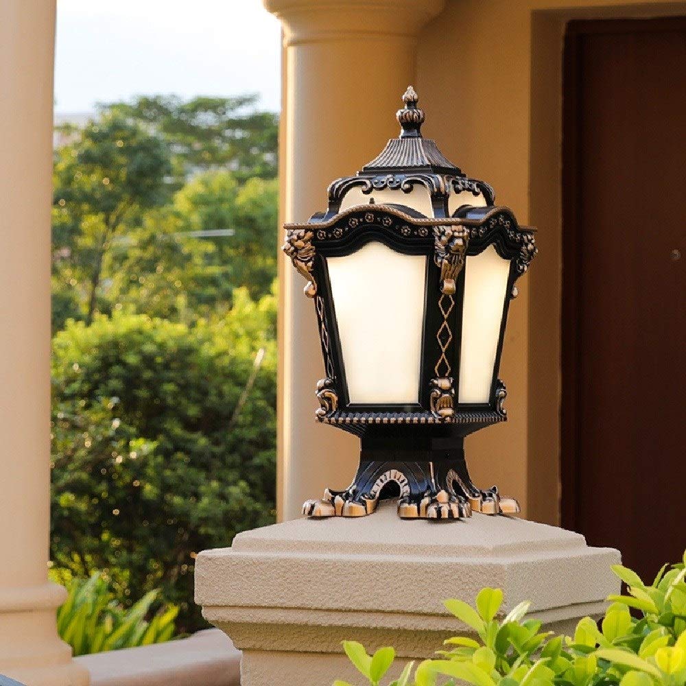 Cortile Europeo Antico Post Pilastro Lanterna Luce Ingresso Portico Cortile Decorazione Esterno retrò Tradizionale E27,50 * 24cm