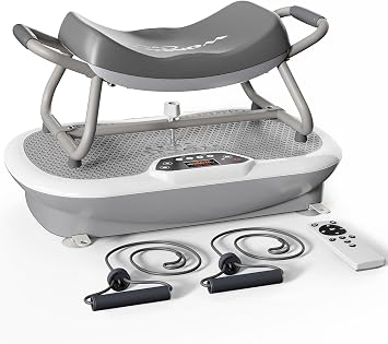 Wonder Core Rock N Fit Whole Body Vibration Plate Exercise Machine with Ergonomic Removable Chair, Platform Shaker & Resistance Bands for Home Gym, Body Toning & Muscle Recovery