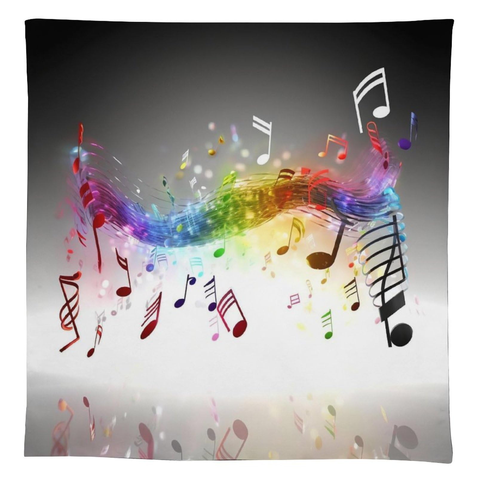 Nappe rectangulaire en lin anti-tache 140x140 cm à motif note de musique