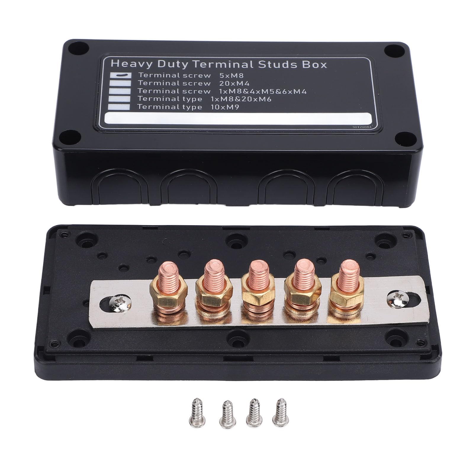 Qqmora Bloque de Distribución de Energía Barra Colectora de Batería Marina Servicio Pesado 5 Vías M8 X 5 300A DC48V para Vehículos (Negro: Conexión de línea negativa)
