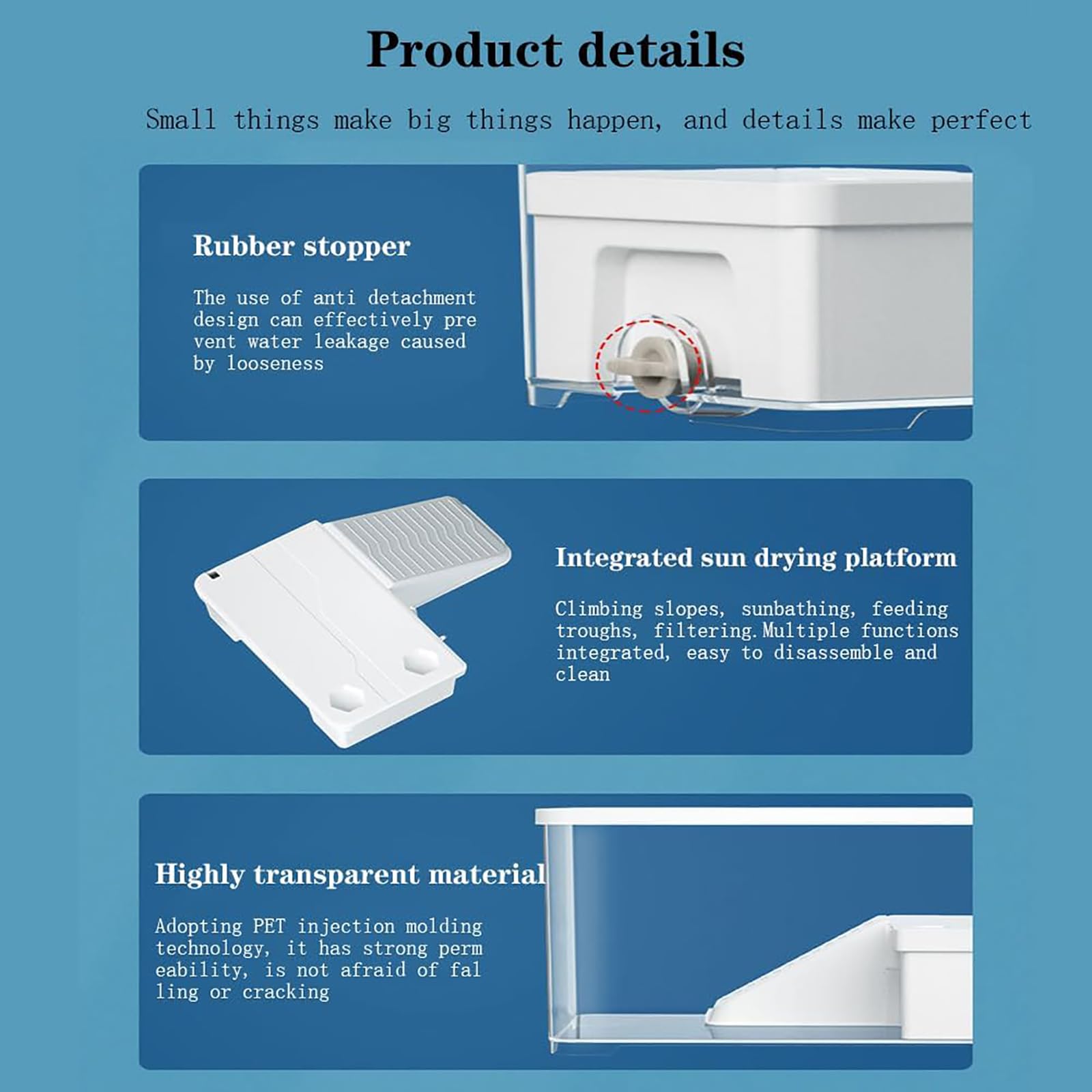 Kit d'aquarium pour tortue avec plate-forme intégrée pour changer l'eau facilement, vue claire à 360°, durable, idéal pour animaux de compagnie tortues de mer et tortues
