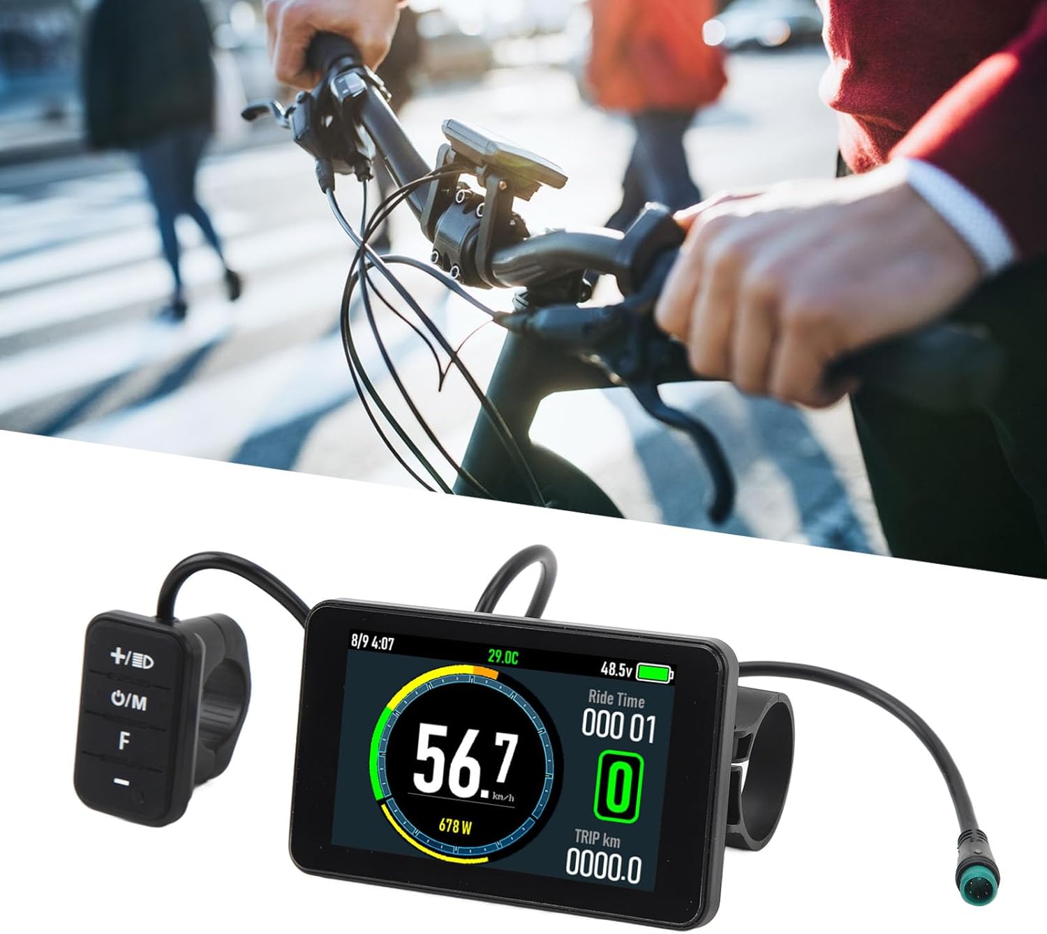 Alomejor Electric LCD Display, Multi-Protocol Compatible Voltage Monitor, Universal 24V to 72V Range for e-Bikes Scooters Golf carts and Industrial Vehicles