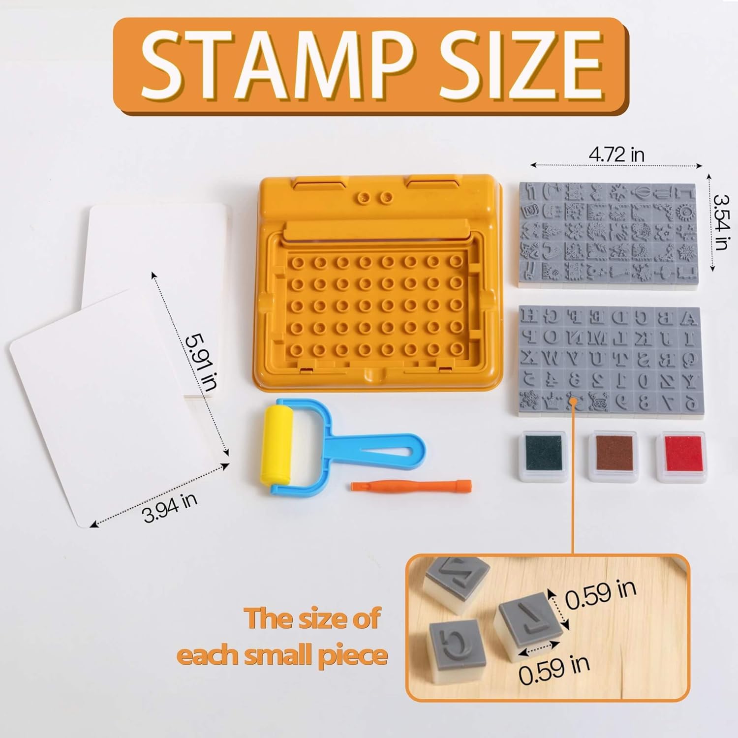 Montessori Toys of Easter Gift Educational Alphabet Stamps Set for Kids - 3 Washable Ink Pads & 80Pcs Stamper | Fine Motor Learning: Letter, Number & Animals | Toddler Arts and Crafts, Classroom