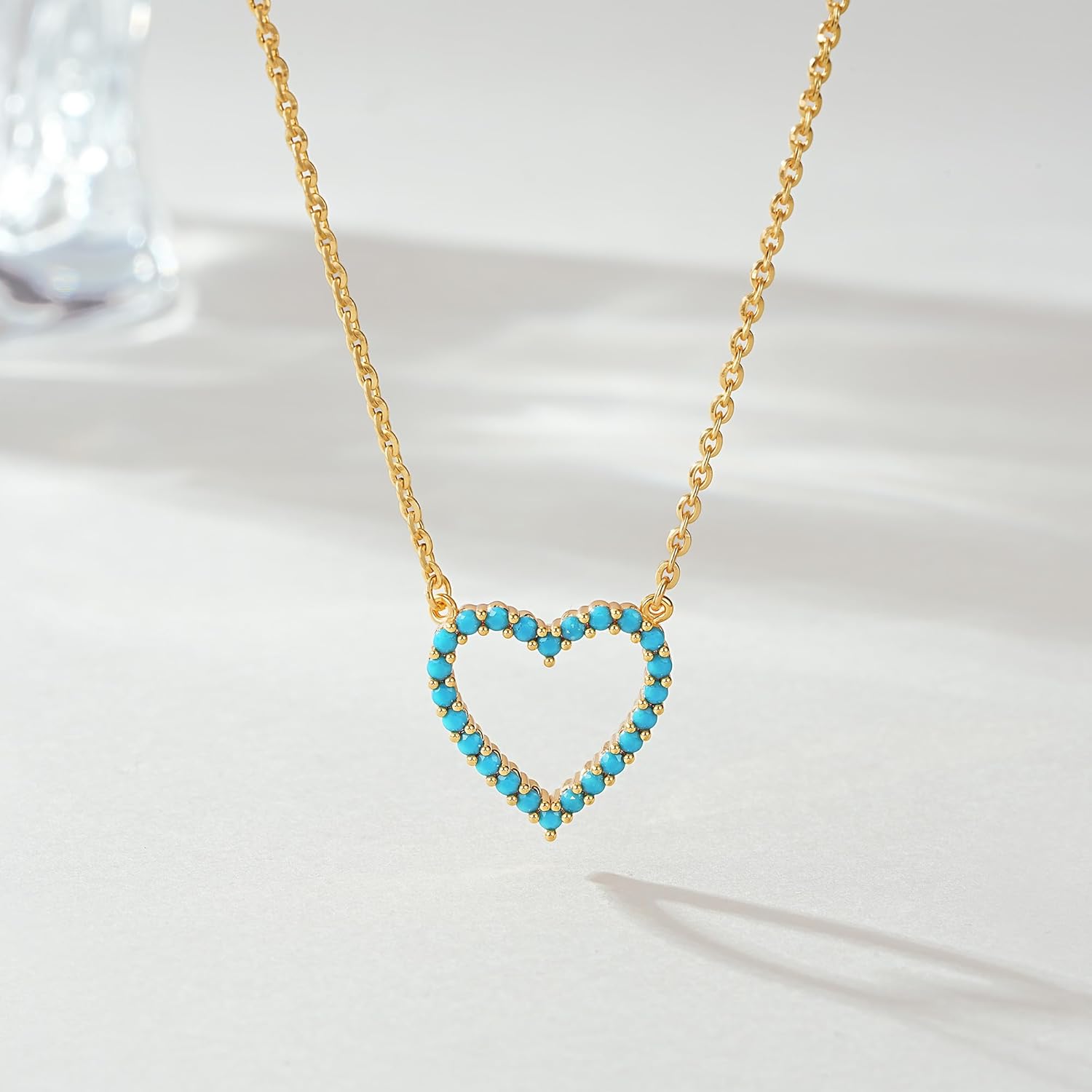 Valloey Rover Turquoise Necklaces for Women-Charm Gold Pendant Necklace 14K Gold Plated Dainty Statement Pendant Necklaces Turquoise Jewelry Gifts for Women - Image 4