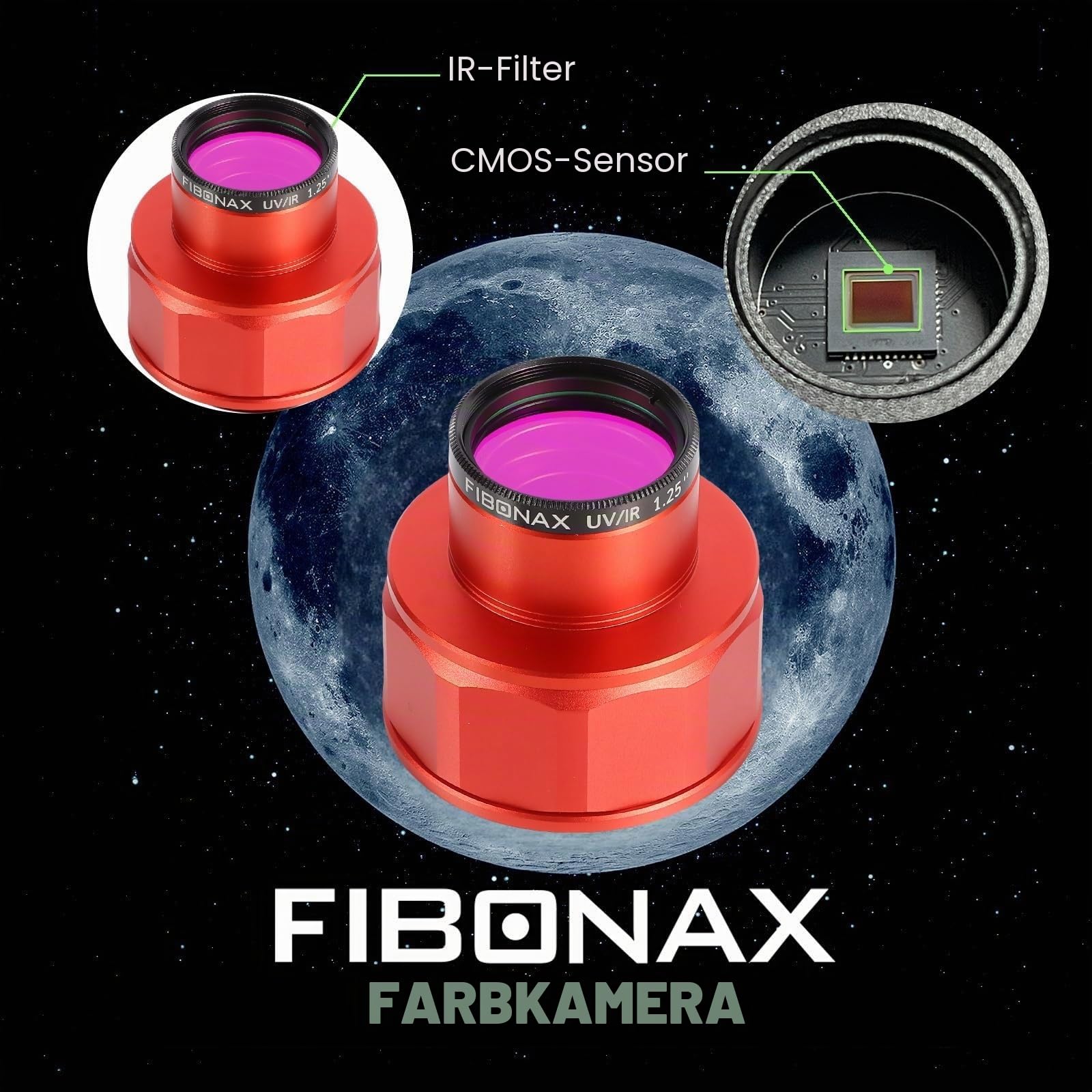 Teleskop Kamera 4K 8MP Astrofotografie Kamera - 1,25 Zoll Teleskop Elektronische Okularkamera mit IR Filter, Plug & Play für Astronomie, Planetenbildgebung, Kompatibel mit Windows/Mac/Linux