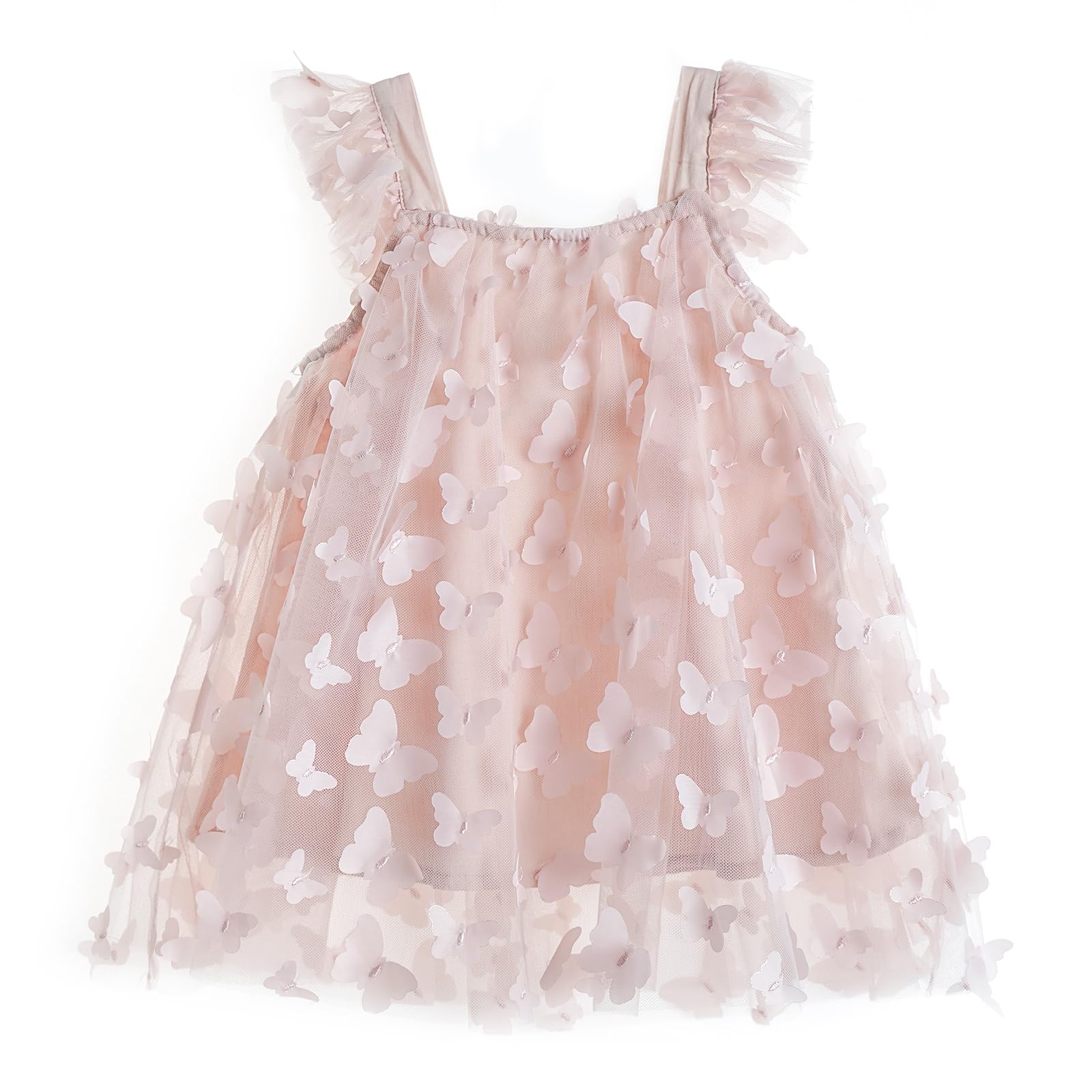 Miipat Vestido De Tul para Niña Vestidos De Fiesta De Princesa con Tutú para Niños Pequeños con Mangas Onduladas De Verano