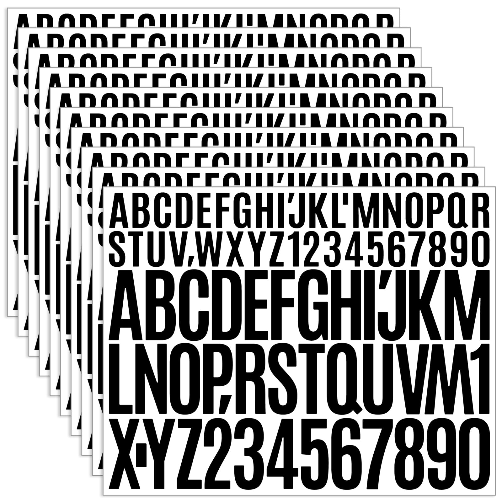 Photo 1 of 10 Sheets Smal Letter Stickers - 1+2 Inch Black Vinyl Self Adhesive Alphabet Number Stickers Stick On Letters for Mailbox Sign Window Door Address Number Scrapbooking(Black, 1+2 Inch)