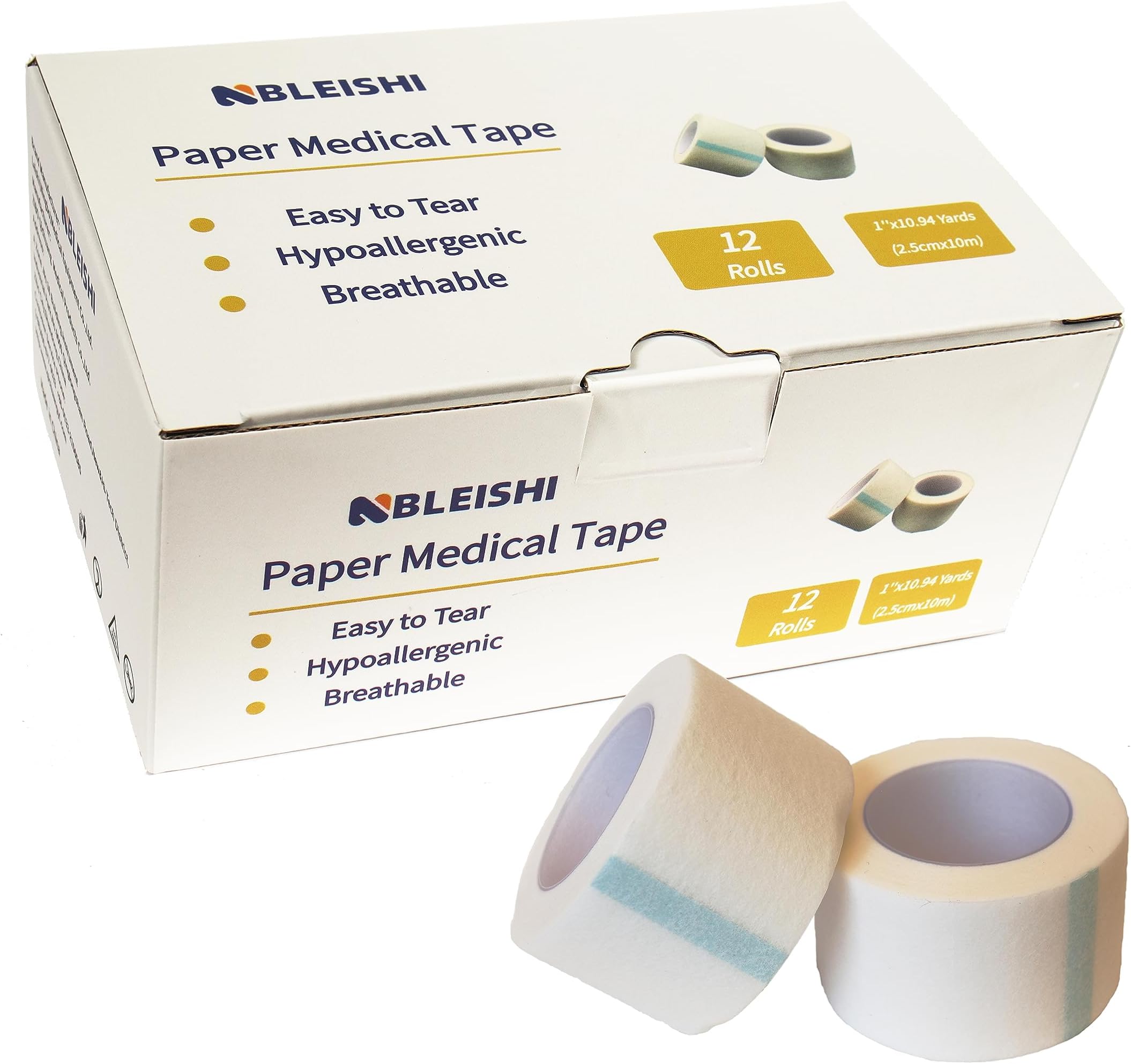 NBLEISHI Hypoallergenic Soft Paper Medical Tape Rolls, 1