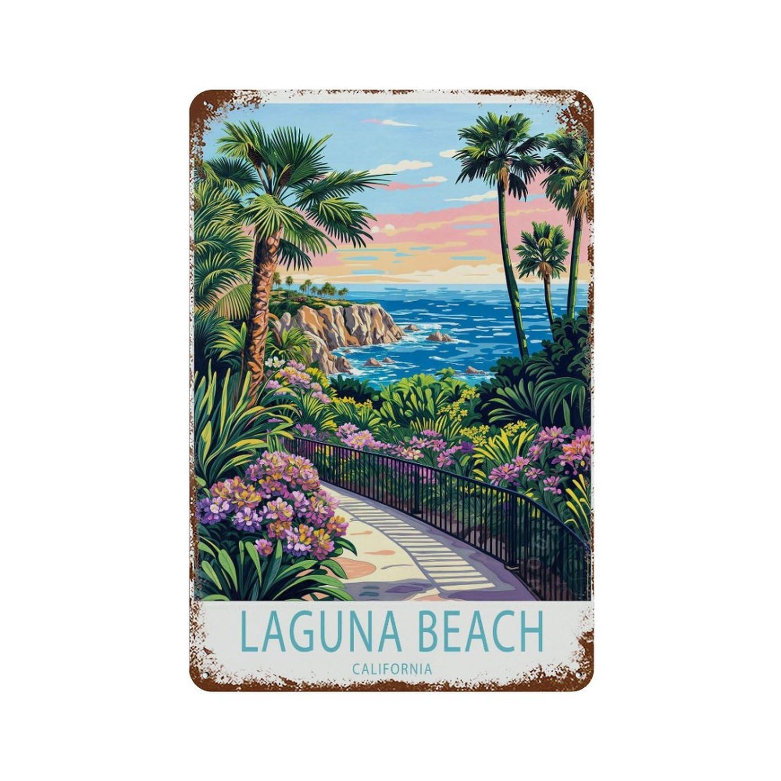 xiaoxiaoshen Laguna Beach Coastal Orange County Travel California House Warming (2) Wall Decor Art Metal Tin Poster Modern Home Decor Art Home Bar Shop Decorations Vintage Sign 30x20cm