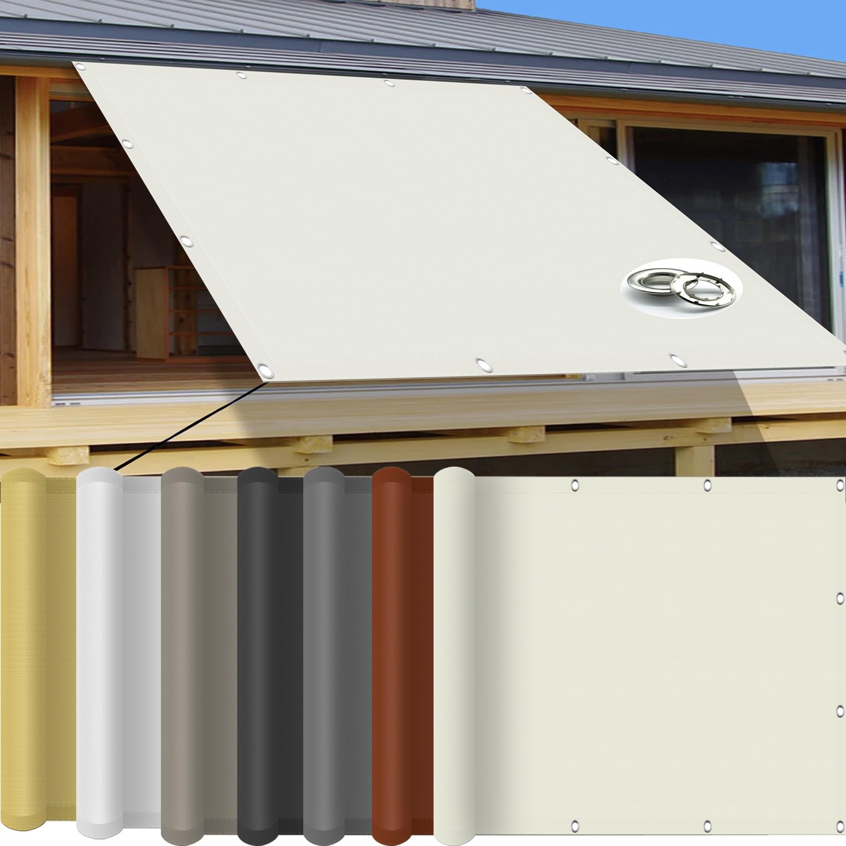 KLGFBDC Waterproof Rectangular Awning Canopy 2.5x2.5m 95% UV Protection & Wind Resistant Tear Resistant Sunshade for Balcony & Patio Colors