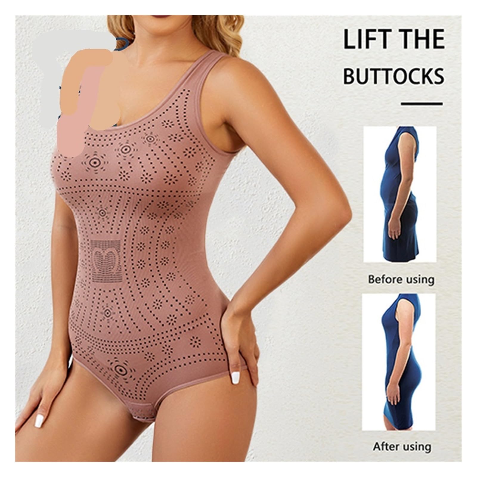 Body Contenitivo Modellante Body Modellante Senza Cuciture e Comodo, Stampato, Taglie Forti, Modellante, Snellente, for la Pancia