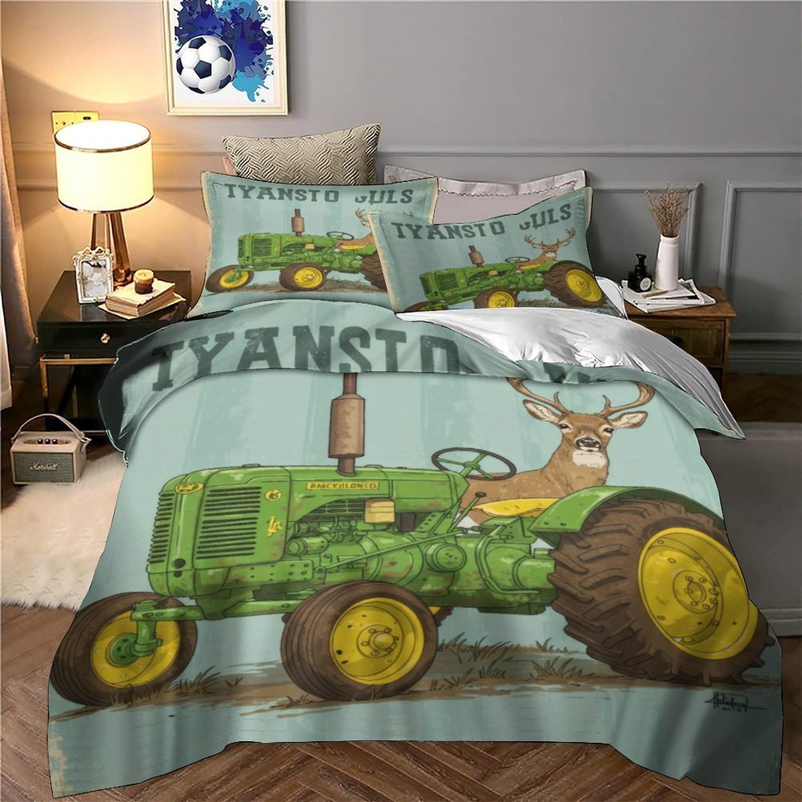 Traktor Hirsch Bettwäsche Set 3D Mikrofasern Kinder Jugend