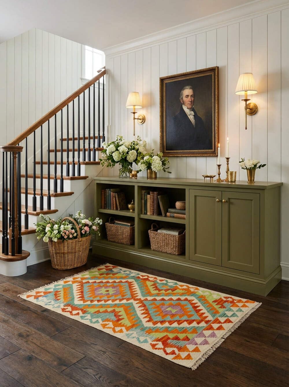 Kilim Tapis 100 % laine 113 x 75 cm, fait à la main, pièce unique de style Herat Boho multicolore, tissage plat, tapis d'entrée et chambre