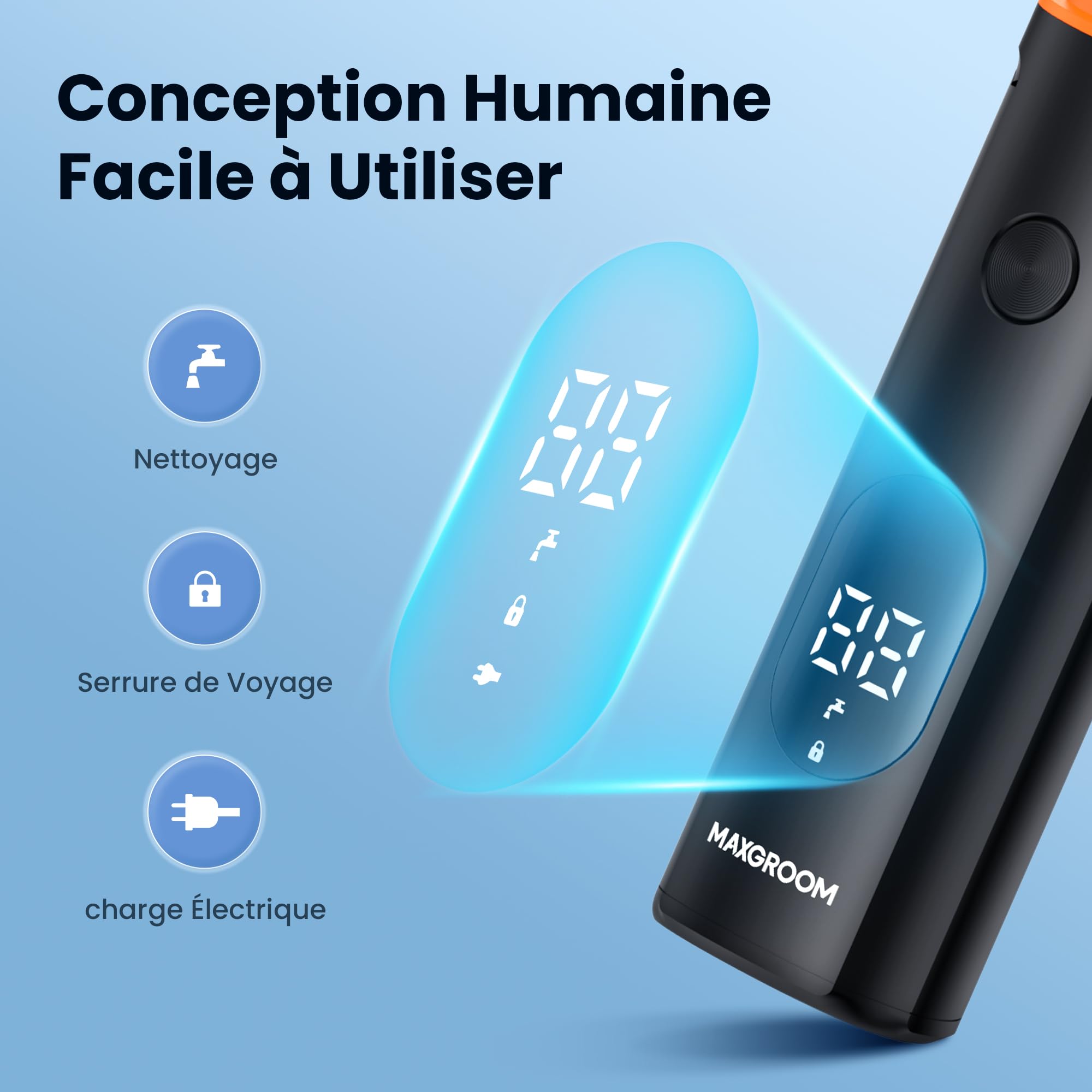 MAXGROOM Tondeuse Corps Homme Électrique, 4 en 1 Multifonction Tondeuse Intime Homme, 7000RPM Rasoir Partie Intime Professionnel, Long Endurance USB Rasoir Testicule Kit IPX6 Étanche