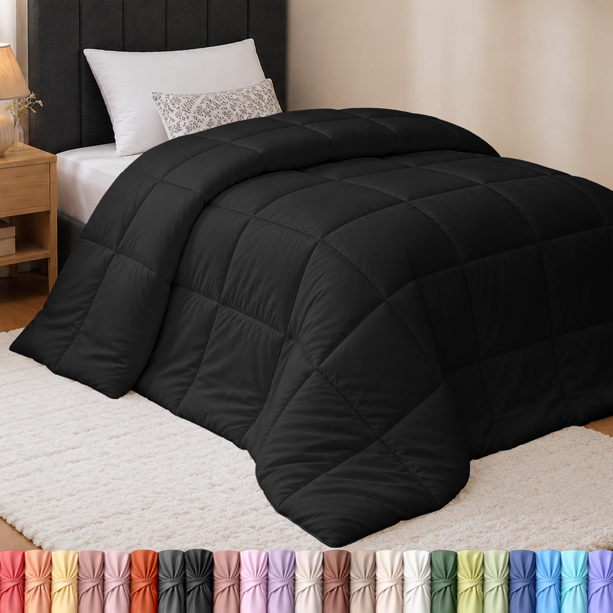 Utopia Bedding Twin Comforter, Duvet Insert, Black, 64 x 88 Inches