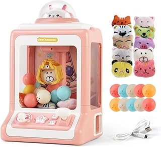 Claw Machine for Kids,Mini Vending Machines Candy Grabber Prize Dispenser Toys for Girls, Boys Electronic Arcade Claw Game Machine for Party Birthday Easter Gifts with Lights Sound&20 Mini Plush Toys