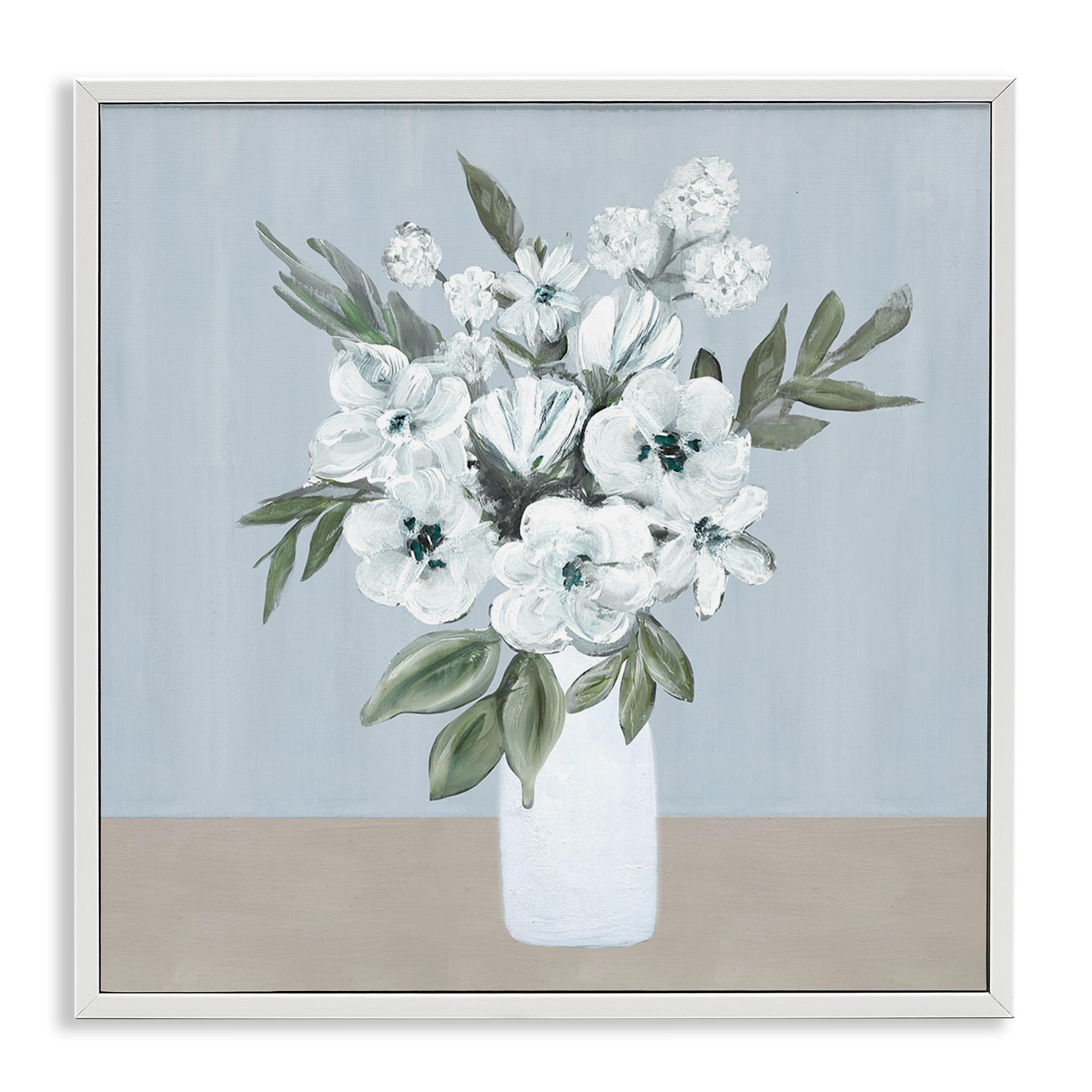 Stupell Industries 'Cerulean & White Blooms', Framed Giclee Art, White, 24 x 24 Inches, Easy to Hang and Sturdy, Made in USA, by Marilyn Dunlap