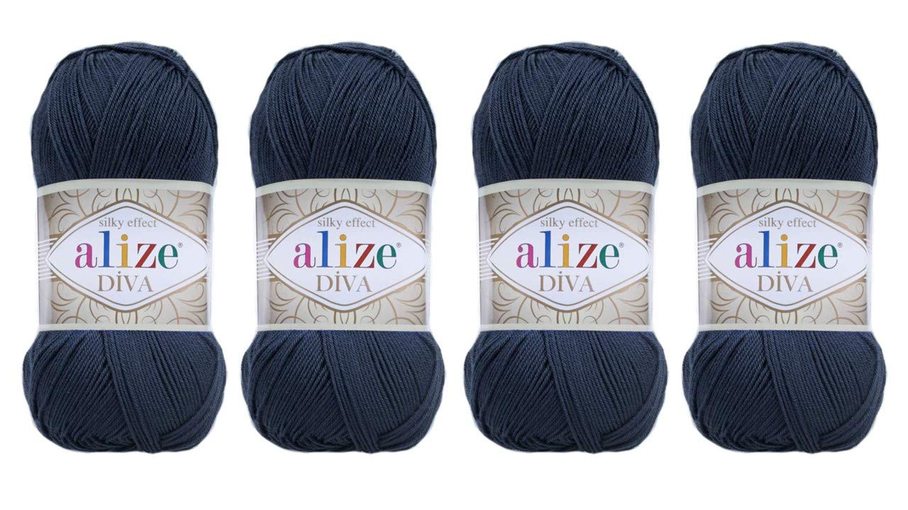 4 Balls Hand Knitting Yarn 100% Microfiber Acrylic Yarn Alize Diva Silk Effect Thread Crochet Art Lace Craft Lot of 4 skeins 400gr 1532yds (361)