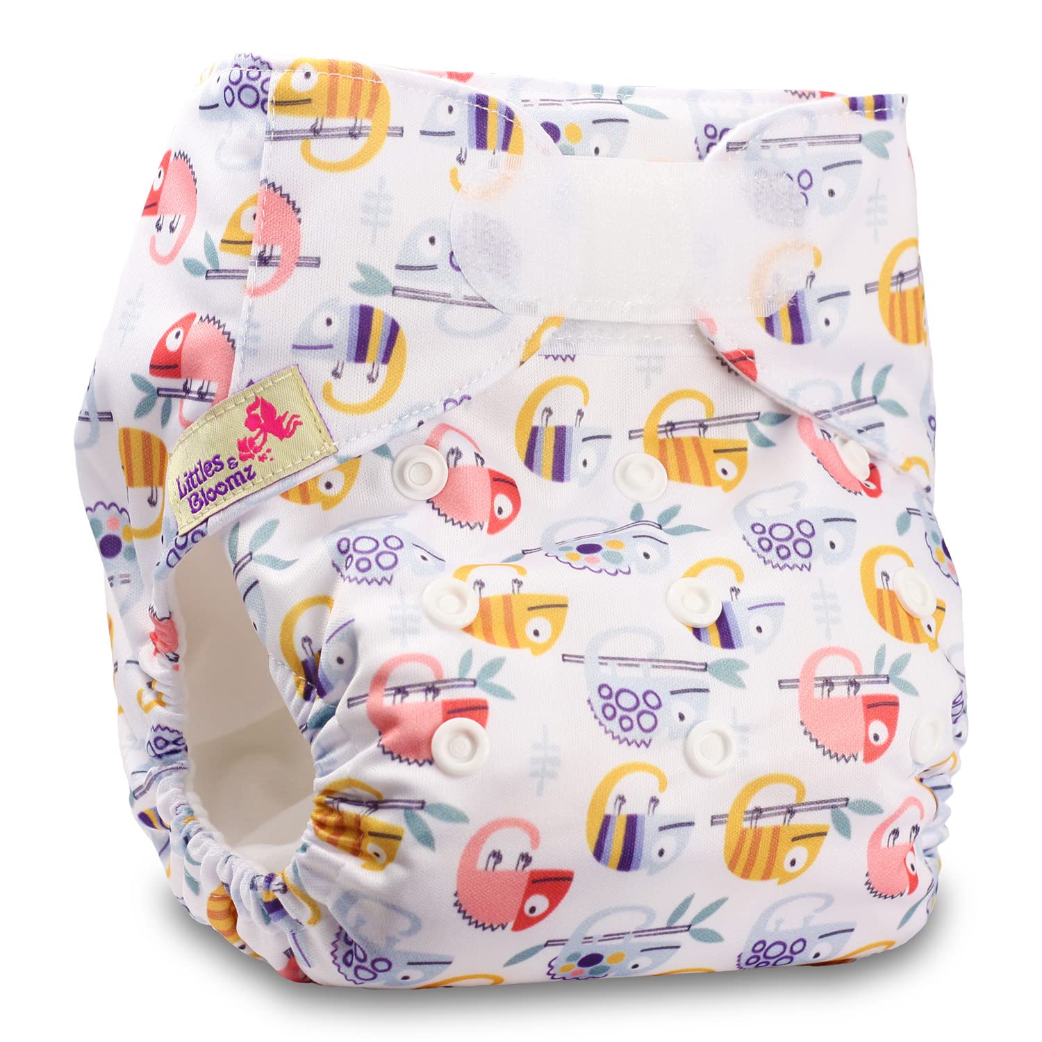 Littles & Bloomz, Reusable Pocket Cloth Nappy, Fastener: Hook-Loop, Set of 1, Pattern 50, with 1 Bamboo Insert — image 1