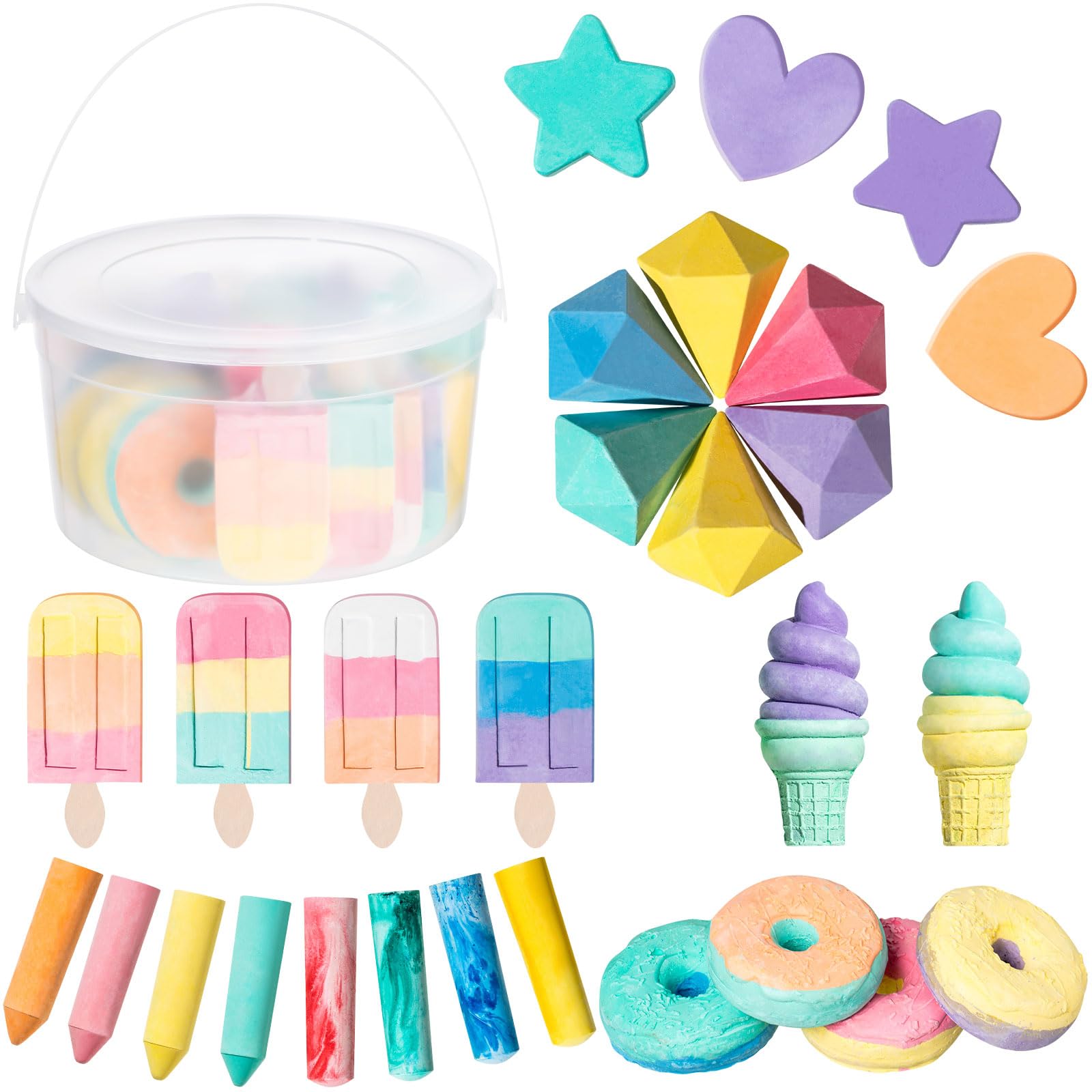 Ctosree28 Pcs Sidewalk Chalk Ice Cream Donuts Chalk Sets for Kids Drawing Supplies for Indoor and Outdoor Paint Use Art