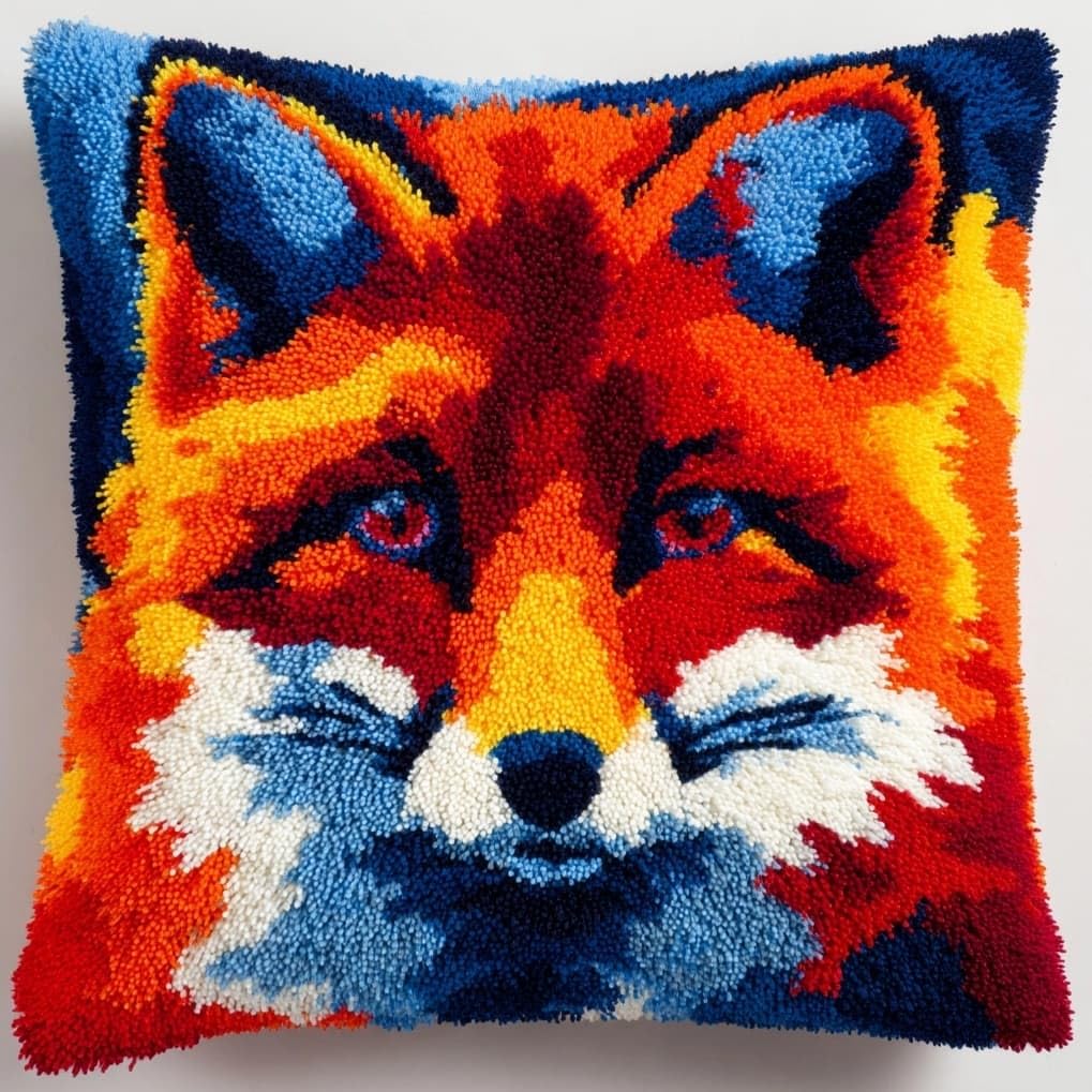 AxiangziK Latch Hook Cushion Kits for Adults,Cartoon Fox