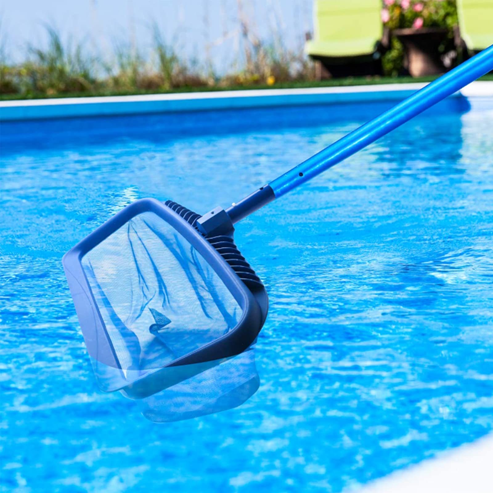 Épuisette à feuilles pour piscine – Râteau durable avec sac profond pour enlever efficacement les déchets et accessoires de nettoyage