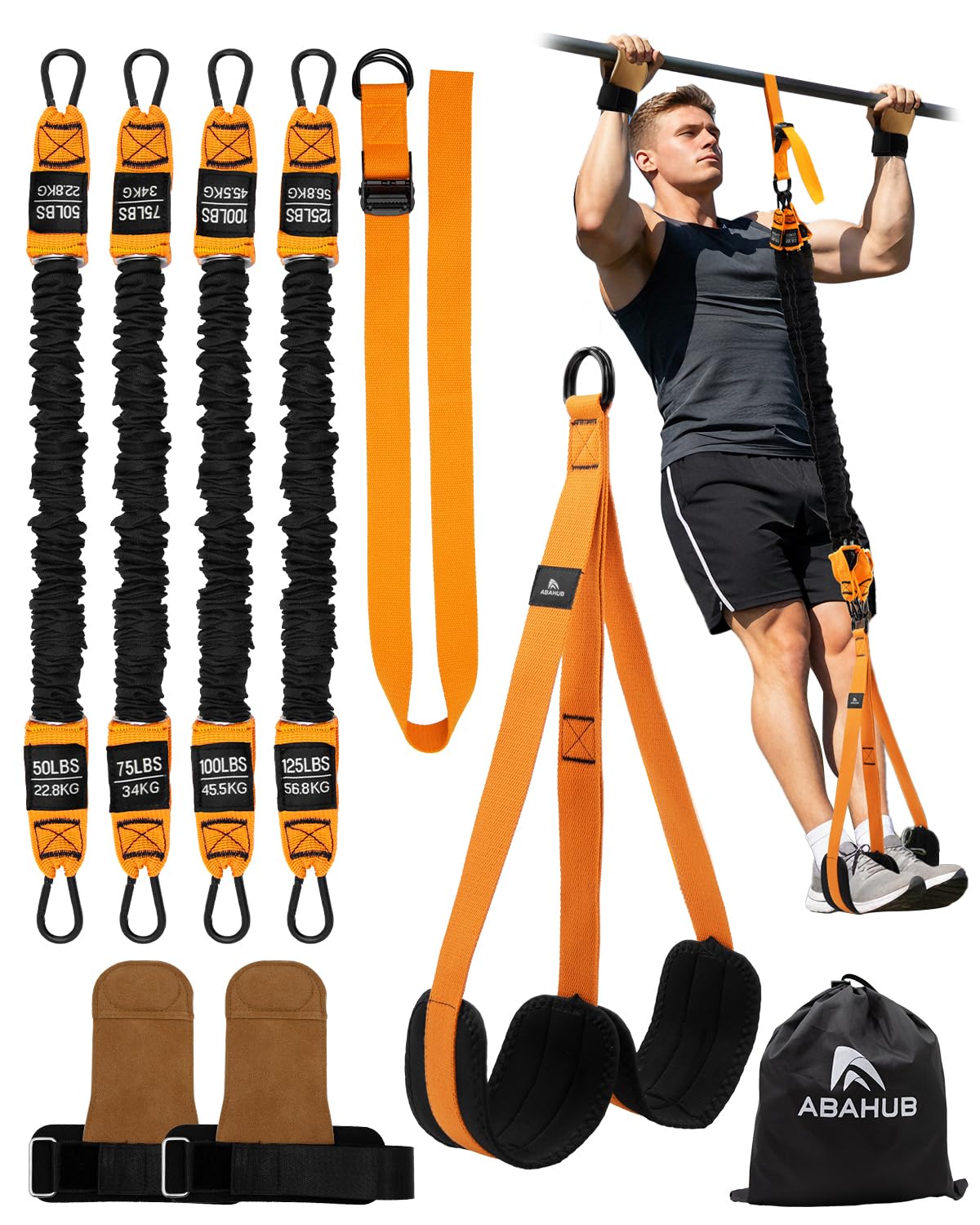 Abahub Klimmzugband Set Klimmzughilfe Widerstandsbänder für Klimmzüge | Pull UP Band Training zu Hause & Fitnessstudio, Ideal für Anfänger, Krafttraining mit Tragetasche Einstellbares Gewicht