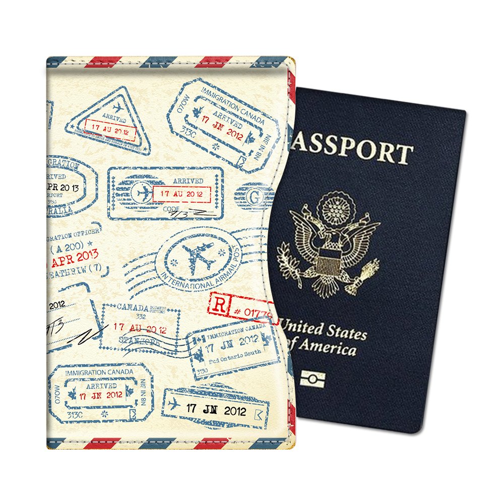 FINTIE Porta Passaporto - Ultra Sottile Di Peso Leggero in Similpelle Custodia passaporto, sicurezza blocca RFID, Seal Design