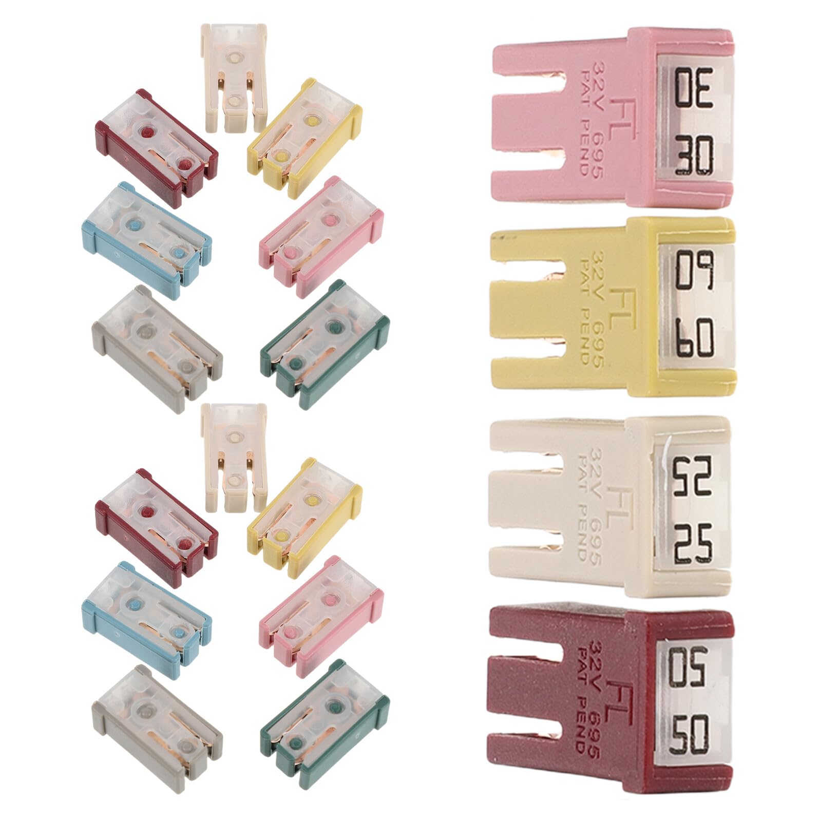 ibasenice 18pezzi Kit di Fusibili Assortiti per Auto Microfusibili Basso Profilo Fusibili in Plastica per Sostituzione Rapida Ricambi per Camper e Camion Accessori per Veicoli Marini