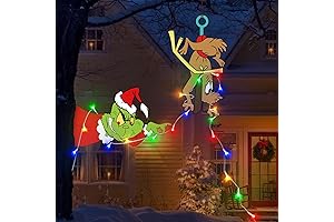 Christmas Tree Fence Decorations Outdoor - Prettiest Decorative Stealing Light Gnome Figurines Christmas Yard Decorations