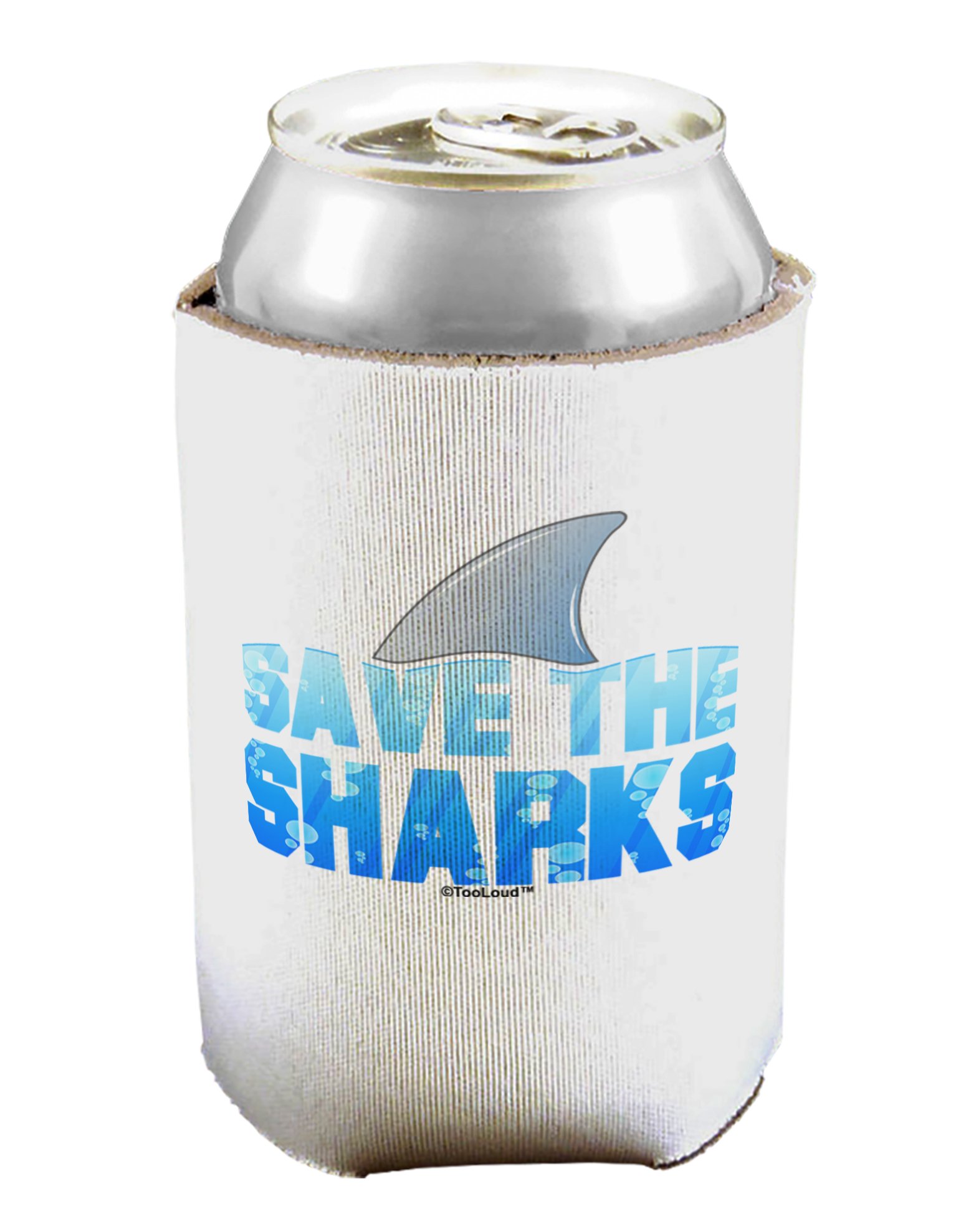 TooLoud Save The Sharks - Fin Color Can/Bottle Insulator Cooler - 2 PACK