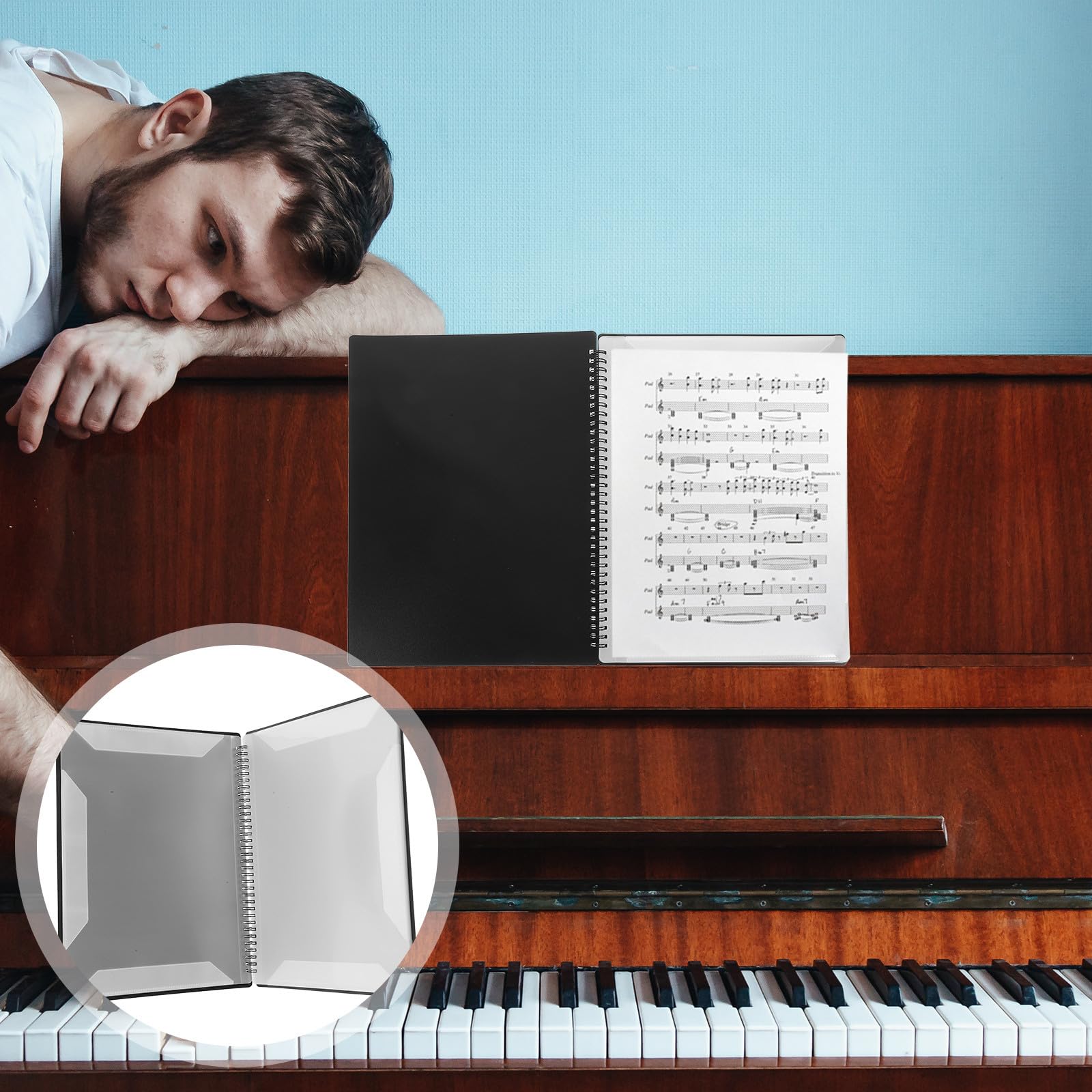 Classeur de Partitions Musicales A4 Réutilisable en Pp 20 Pages, Compact et Solide, pour Bureau et Enseignants