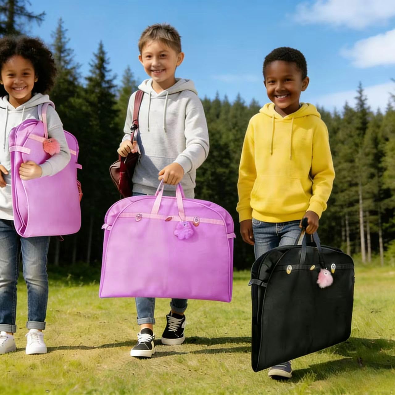 40" Dance Garment Bag for Kids – Hanging Waterproof Garment Bag with 5 Clear Zipper Pockets & ID Window, Portable Foldable Clothes Bag for Dance Costumes, Skating, Cheer, Pageants(Purple) - Image 6