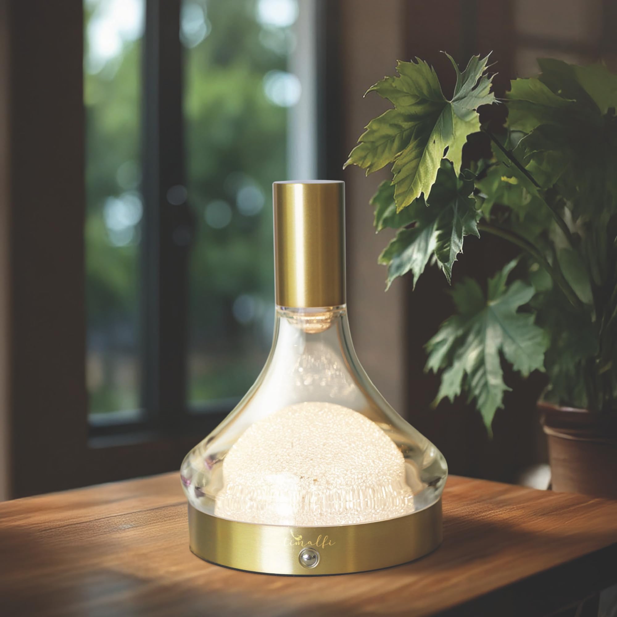 Lamp with Glass Hemisphere & Premium Gold Finish | USB-C Rechargeable, Touch Sensor, Dimmable 3-Color Lighting | Luxury Table & Bedside Décor (Gold Crystal)-image-49