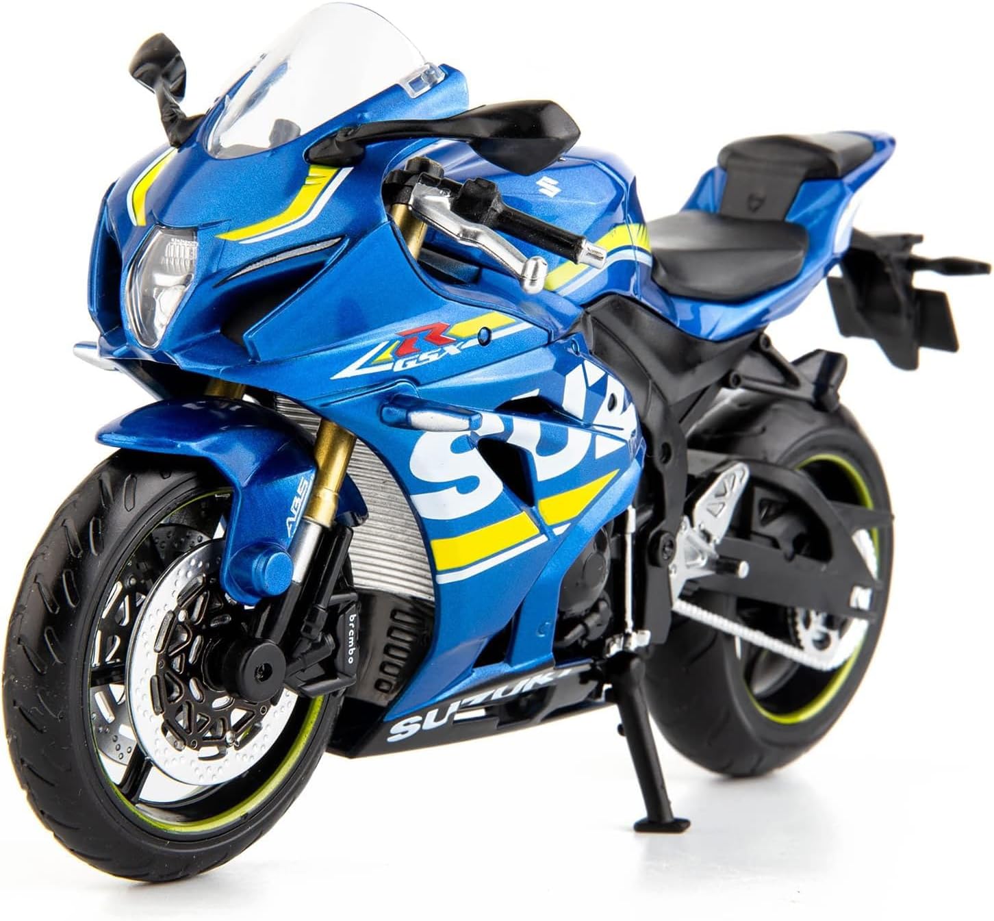 MSZ METAL SPEED ZONE 1/12 Compatible for Suzuki GSX-R1000 Motorcycle Toy,Collector Motorcycle Modle with Display Stand,Toy Motorcycles for 3-9 Year Old Boys Blue