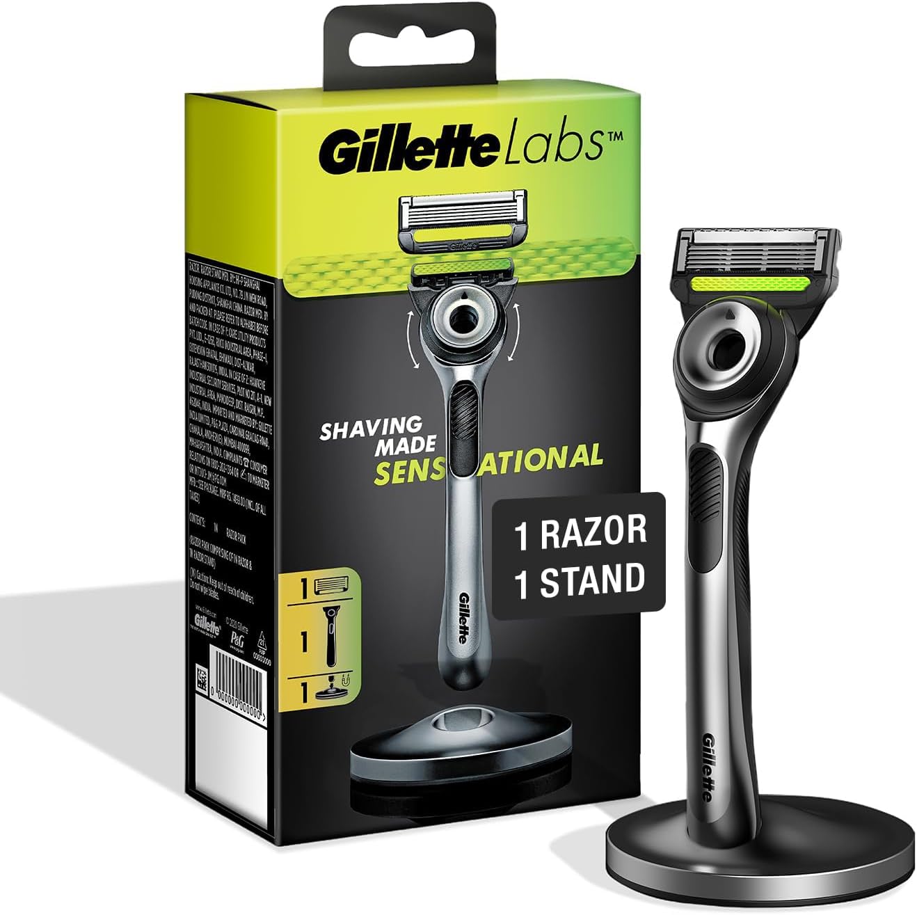 - Gillette Labs Razor For Men, With 2D Flexdisc Technology, Magnetic Stand, Exfoliating Bar, Metallic Handle, 5 Anti-Friction Blades,Precision Trimmer,Waterproof | Gift For Men, Husband, Father