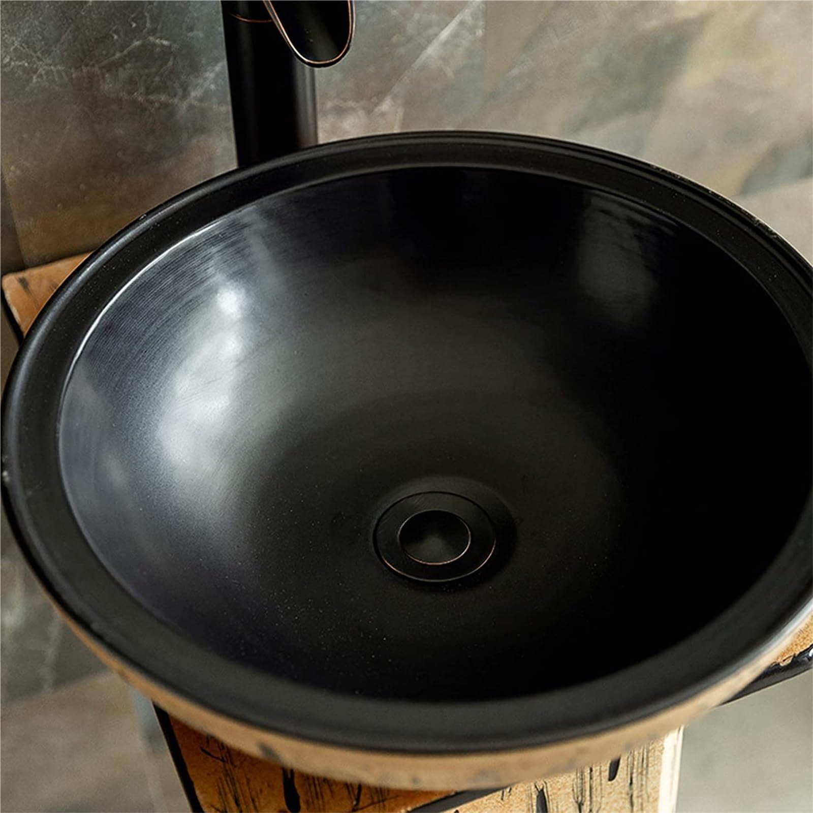 Ceramiczna umywalka łazienkowa, ceramiczna umywalka stojąca, ręcznie robiona umywalka kolumnowa w stylu industrialnym z kranem i korkiem (umywalka stojąca + bateria kombinowana)