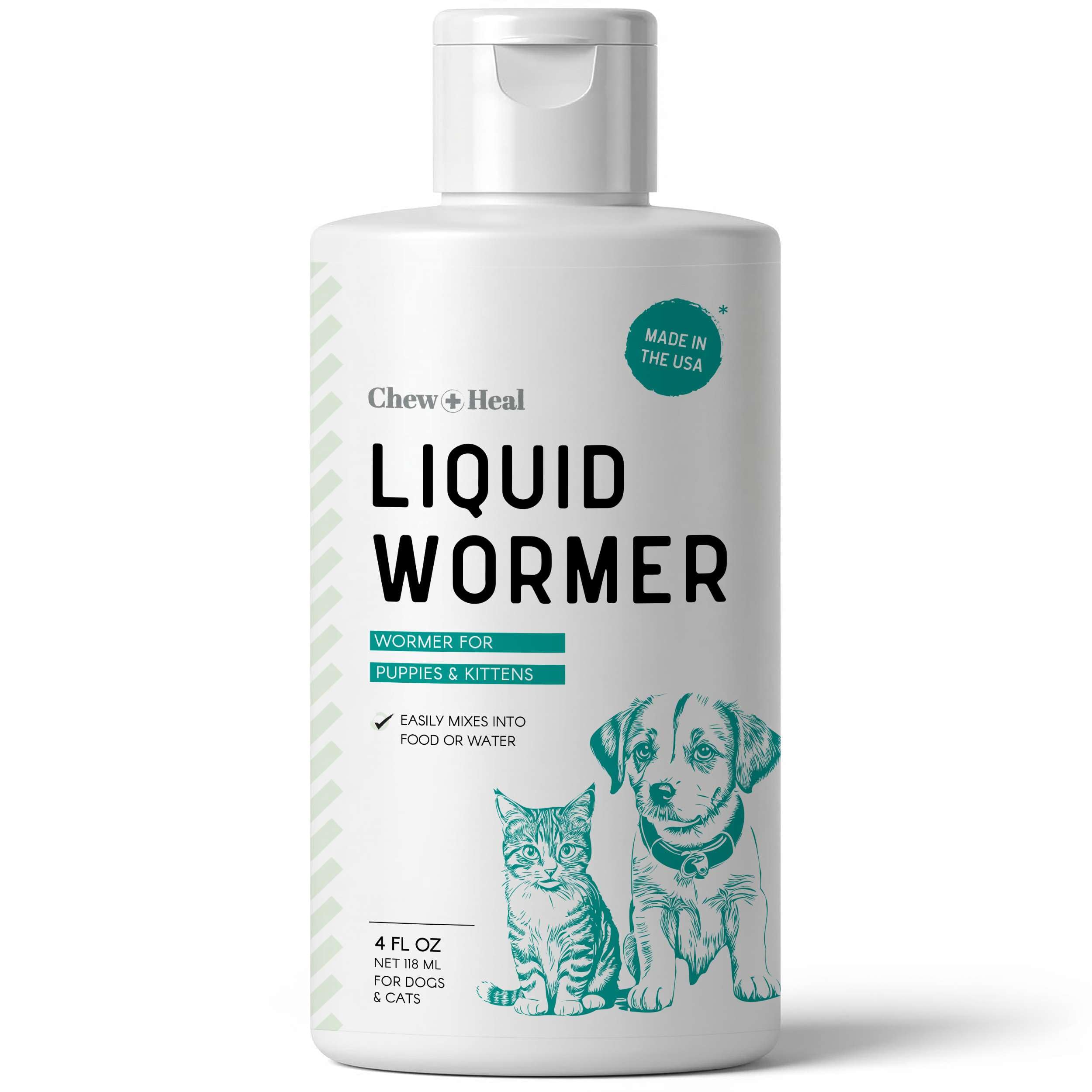 Dog and Cat Wormer Liquid - 4 oz Stop the Worms for Small Dogs, Puppies and Kittens