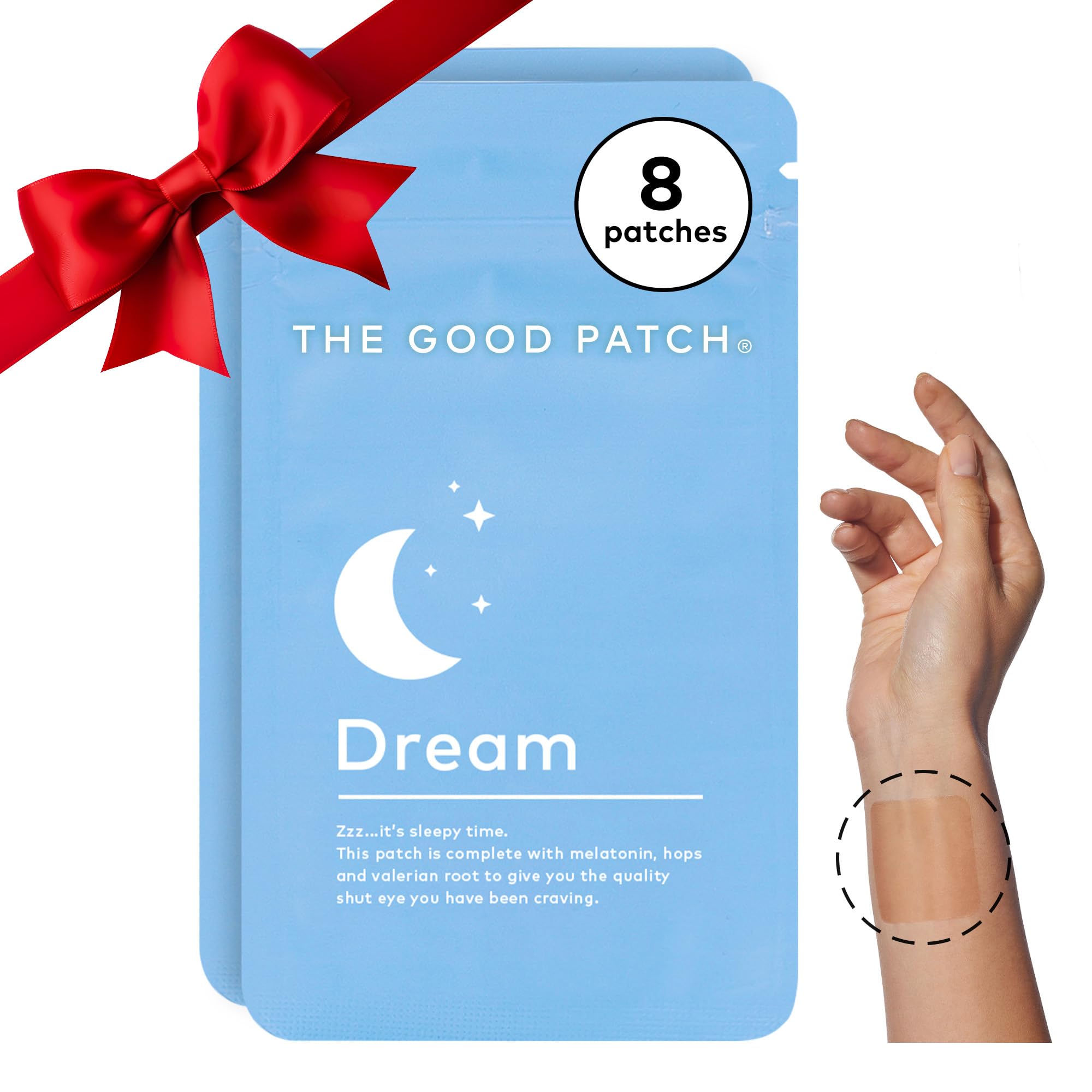 The Good Patch Plant Powered Sleep Support - Sustained Release Dream Patch with Melatonin, Hops, Valerian Root (8 Total Patches)