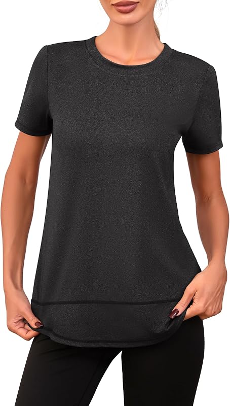 Maglietta Sportiva Donna Maglia a Maniche Corte Palestra T-Shirt per Yoga Running Fitness