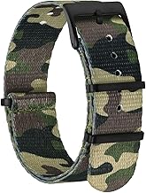 BISONSTRAP Cinturino per Orologi in Nylon da Uomo, Cinturino Militari in un Unico Pezzo, 18mm 20mm 22mm