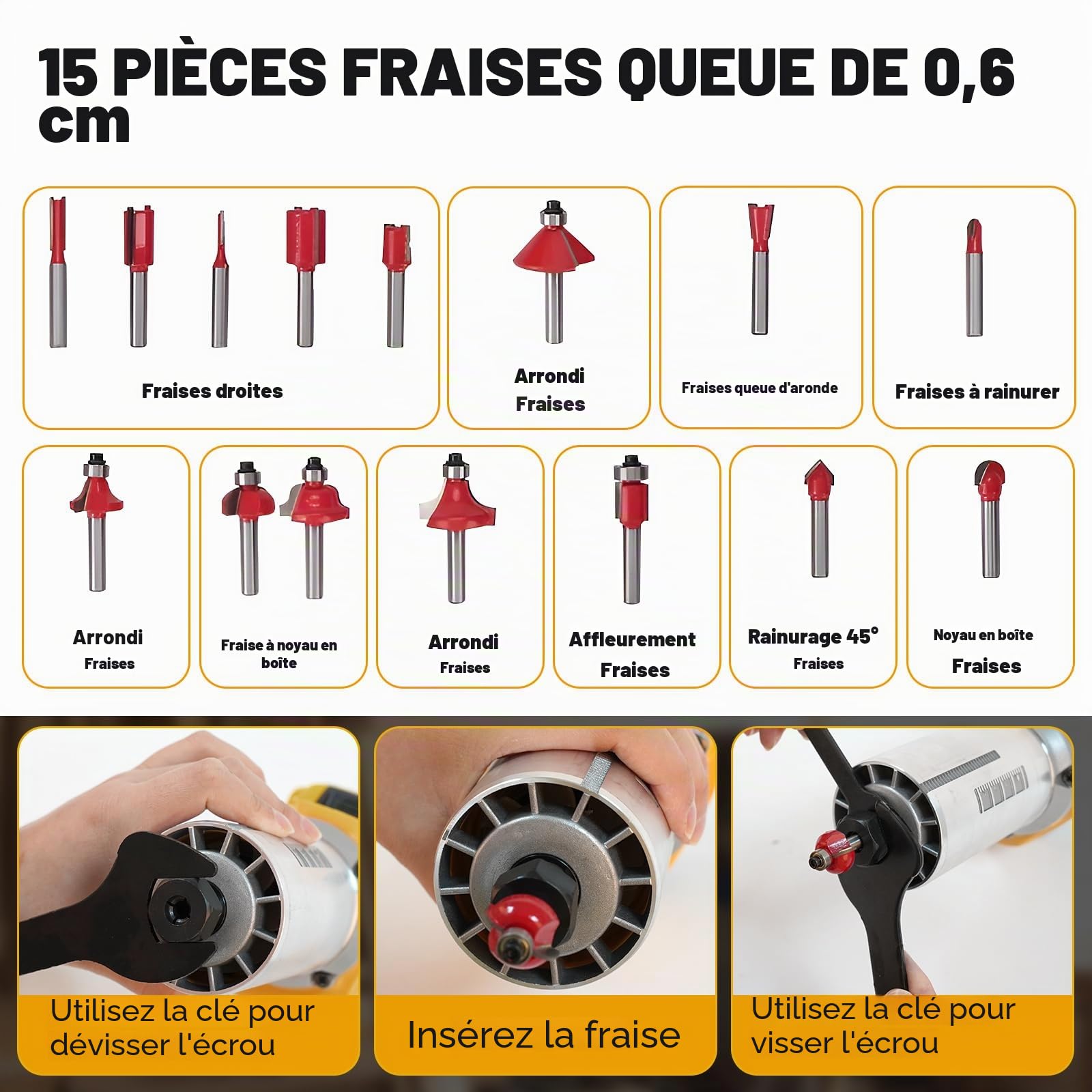 Routeur électrique sans fil compatible avec batterie Makita 18 V/20 V, coupe-bordure sans balais avec 6 vitesses, 800 W 30 000 tr/min, avec fraises de découpe, guide de bord et rouleau (bleu pour