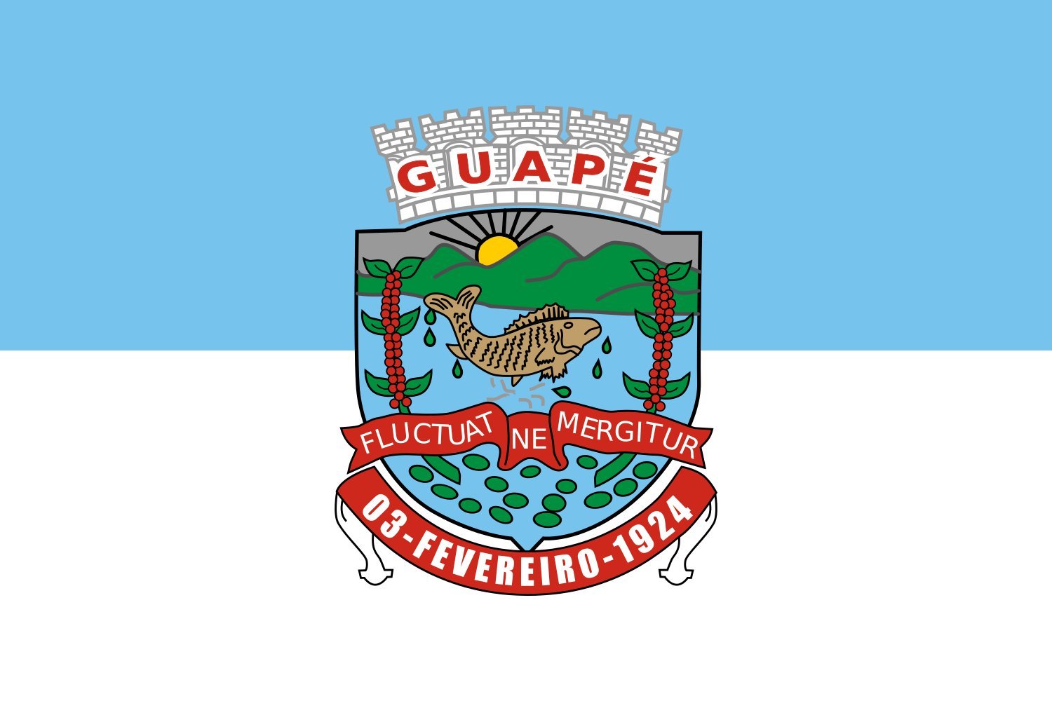 Drapeau de Guapé-MG officiel grand pavillon brésilien Minas Gerais