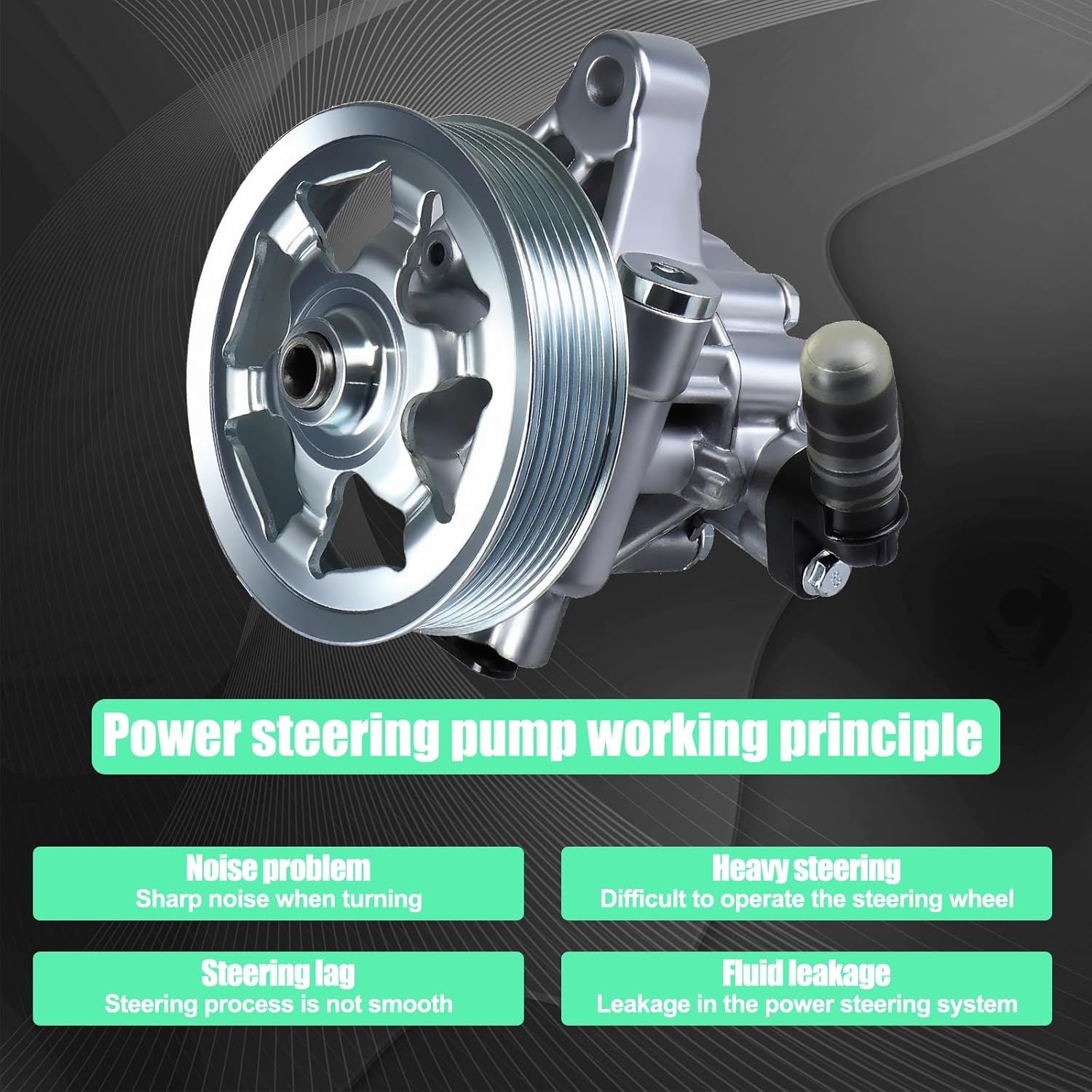 Power Steering Pump with Pulley Compatible with 2008-2012 Honda Accord 2.4L L4 (EX, LX, SE, LX-P), Replaces 56100-R40-A03 56100R40305 21-5495