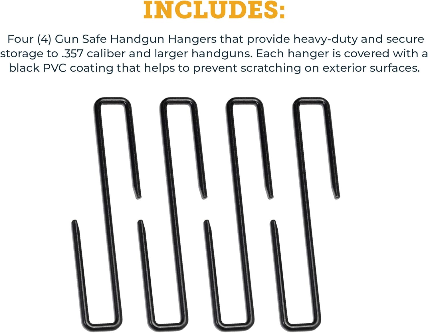 SnapSafe Handgun Hangers .357 Caliber, 75873, 4pk - Maximize Gun Safe Space with Easy Access Under Shelf Storage Gun Hangers - PVC Coated Steel Wire Pistol Holder Protect & Store 357 Caliber & Larger : Sports & Outdoors