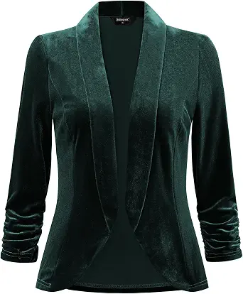 Allegra K Velvet Blazer for Women Shawl Collar Evening Formal Jacket