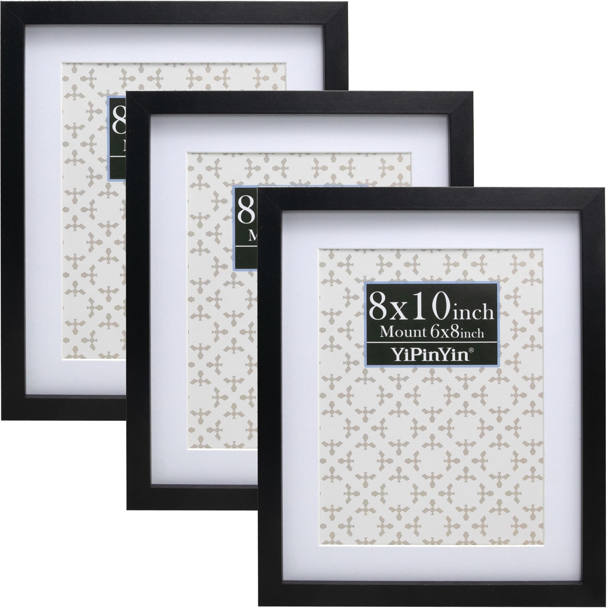 Black 8x10'' Picture Frame Set of 3,with Acid Free Mount For 6x8''Featuring Premium Acrylic Window,for Tabletop Display or Wall Mounting,An Ideal Choice for Christmas,Weddings Decor — image 1