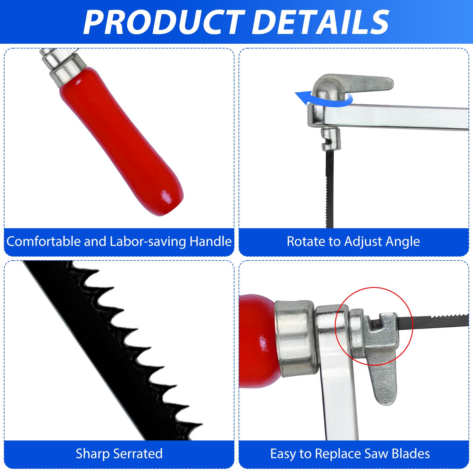 Seghetto Da Traforo Manuale - Con 7 Lame E Arco Girevole 360&deg;, Per Legno E Metallo