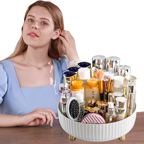 Miniatura 7 de funest Organizador de perfumes de maquillaje, rotación de 360 grados, Lazy Susan, estuche de almacenamiento de lociones para cosméticos, bandeja
